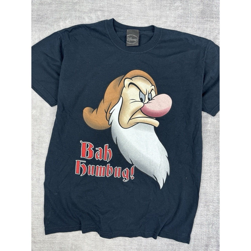 Vintage Disney Grumpy Shirt Mens Medium‎ Black Bah Humbug Dwarf Ugly Christmas